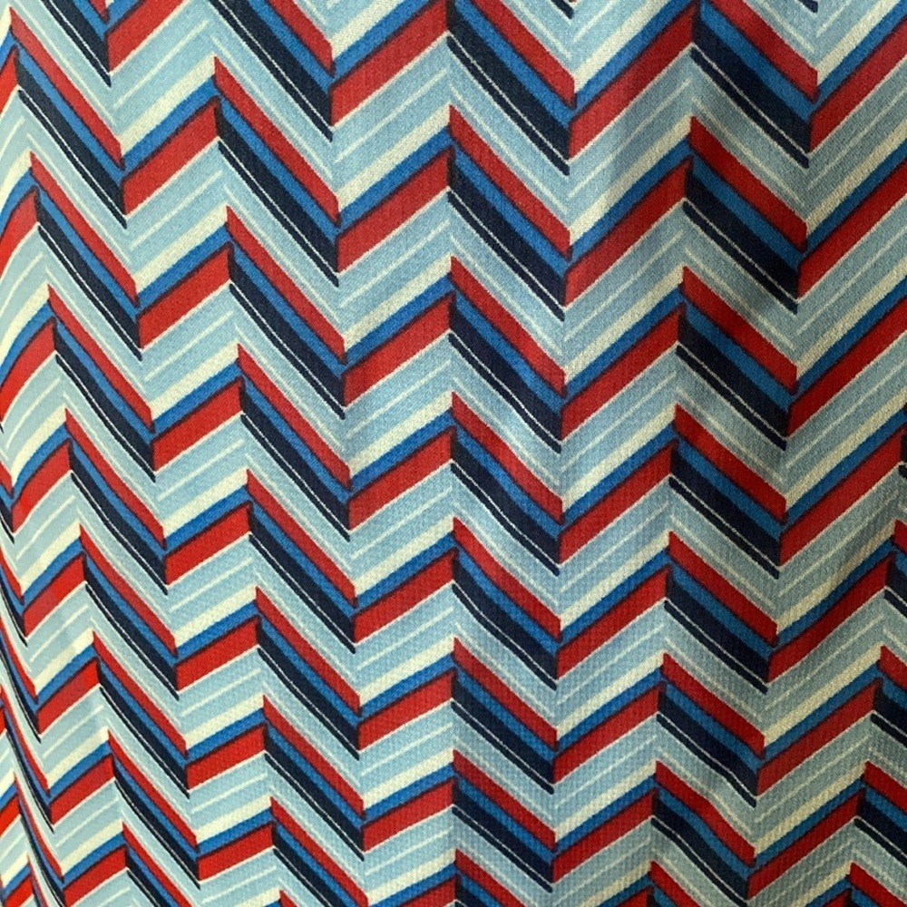 Charming Charlie’s blue, red, and white chevron tiered strappy flowy maxi dress - Picture 4 of 8